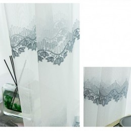 Rideau Transparent Sur Mesure En Tulle Brodé De Feuilles Pour Chambre À Coucher