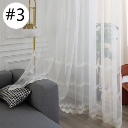 Rideau Transparent Sur Mesure En Tulle Brodé De Feuilles Pour Chambre À Coucher