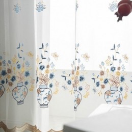 Rideaux En Tulle Transparent Brodé, Rideau En Voile Floral, Rideau Sur Mesure Pour Salon