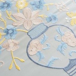 Rideaux En Tulle Transparent Brodé, Rideau En Voile Floral, Rideau Sur Mesure Pour Salon