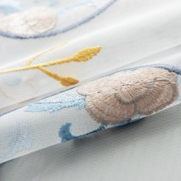 Rideaux En Tulle Transparent Brodé, Rideau En Voile Floral, Rideau Sur Mesure Pour Salon