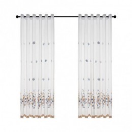Rideaux En Tulle Transparent Brodé, Rideau En Voile Floral, Rideau Sur Mesure Pour Salon