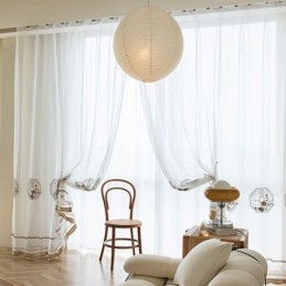 Rideau Transparent Blanc De Luxe Sur Mesure En Tulle Brodé De Haute Qualité