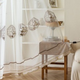 Rideau Transparent Blanc De Luxe Sur Mesure En Tulle Brodé De Haute Qualité