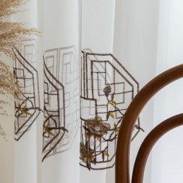 Rideau Transparent Blanc De Luxe Sur Mesure En Tulle Brodé De Haute Qualité