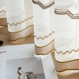 Rideau Transparent Blanc De Luxe Sur Mesure En Tulle Brodé De Haute Qualité