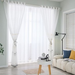 Rideau En Tulle Brodé De Dessin Animé, Rideau Sur Mesure, Joli Motif, Traitement De Fenêtre Transparent