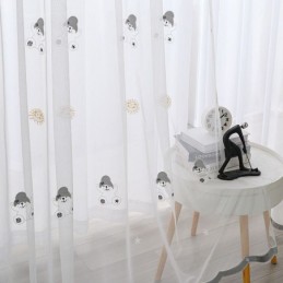 Rideau En Tulle Brodé De Dessin Animé, Rideau Sur Mesure, Joli Motif, Traitement De Fenêtre Transparent