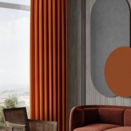 Rideau Occultant En Flanelle De Couleur Orange, Rideau Sur Mesure, Tissu Uni Minimaliste, Pour Salon Et Chambre À Coucher