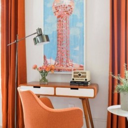 Rideau Occultant En Flanelle De Couleur Orange, Rideau Sur Mesure, Tissu Uni Minimaliste, Pour Salon Et Chambre À Coucher