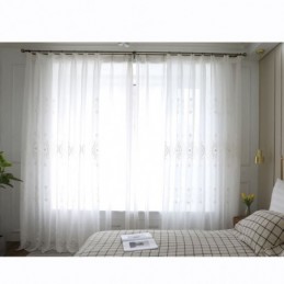 Rideau Transparent Respirant Sur Mesure, Blanc, Broderie Assortie, Pour Salon