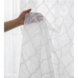 Rideaux Transparents En Dentelle Géométrique Blanche Pour Salon Et Chambre À Coucher