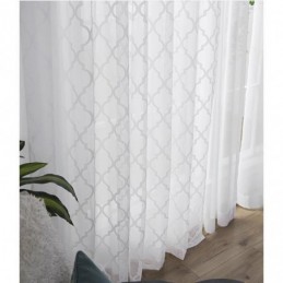 Rideaux Transparents En Dentelle Géométrique Blanche Pour Salon Et Chambre À Coucher