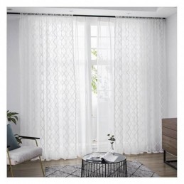Rideaux Transparents En Dentelle Géométrique Blanche Pour Salon Et Chambre À Coucher