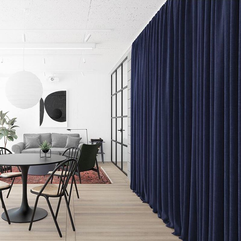 Rideau Occultant En Flanelle Bleu Foncé, Panneau De Rideau Sur Mesure, Tissu Minimaliste De Couleur Unie, Pour Salon Et Chambre À Coucher