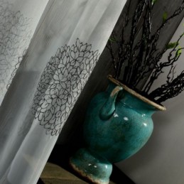 Rideau Transparent Respirant Sur Mesure Avec Broderie En Grappes De Fleurs Pour Salon