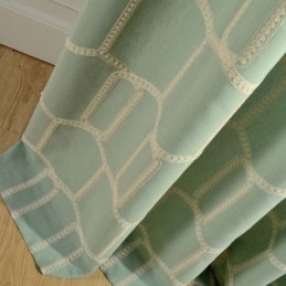 Rideau Semi-Occultant Abstrait Sur Mesure, Broderie Nid D'Abeille, Pour Salon