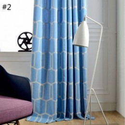 Rideau Semi-Occultant Abstrait Sur Mesure, Broderie Nid D'Abeille, Pour Salon