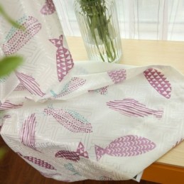 Rideau Semi-Occultant Sur Mesure Imprimé Poisson Pour Chambre D'Enfant