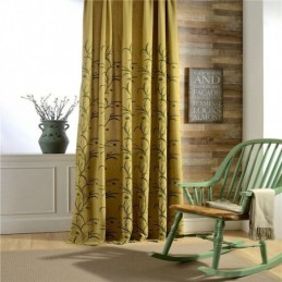 Rideau Occultant En Coton Et Lin Sur Mesure, Rideau Jaune Occultant Pour Salon Et Chambre À Coucher