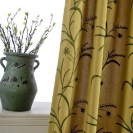 Rideau Occultant En Coton Et Lin Sur Mesure, Rideau Jaune Occultant Pour Salon Et Chambre À Coucher
