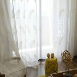 Rideau Transparent Brodé De Plumes Sur Mesure, Voile Minimaliste Pour Salon Et Chambre À Coucher