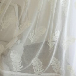 Rideau Transparent Brodé De Plumes Sur Mesure, Voile Minimaliste Pour Salon Et Chambre À Coucher
