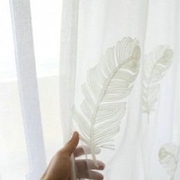 Rideau Transparent Brodé De Plumes Sur Mesure, Voile Minimaliste Pour Salon Et Chambre À Coucher
