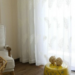 Rideau Transparent Brodé De Plumes Sur Mesure, Voile Minimaliste Pour Salon Et Chambre À Coucher