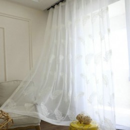 Rideau Transparent Brodé De Plumes Sur Mesure, Voile Minimaliste Pour Salon Et Chambre À Coucher