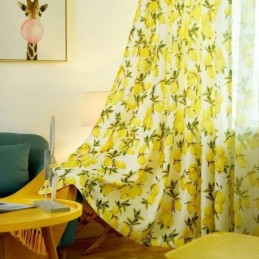 Rideau Semi-Occultant Frais Sur Mesure, Imprimé Fruits Et Citrons, Pour Salon