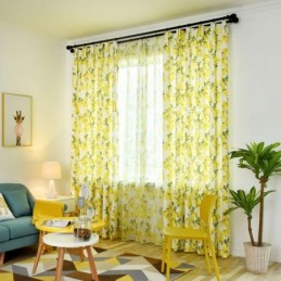 Rideau Semi-Occultant Frais Sur Mesure, Imprimé Fruits Et Citrons, Pour Salon