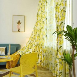 Rideau Semi-Occultant Frais Sur Mesure, Imprimé Fruits Et Citrons, Pour Salon