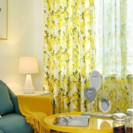 Rideau Semi-Occultant Frais Sur Mesure, Imprimé Fruits Et Citrons, Pour Salon