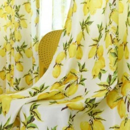Rideau Semi-Occultant Frais Sur Mesure, Imprimé Fruits Et Citrons, Pour Salon