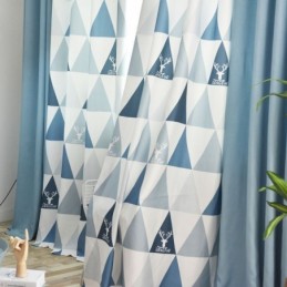Rideau Semi-Occultant Nordique Sur Mesure, Imprimé Triangle, Pour Salon
