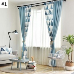 Rideau Semi-Occultant Nordique Sur Mesure, Imprimé Triangle, Pour Salon