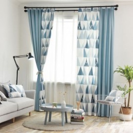 Rideau Semi-Occultant Nordique Sur Mesure, Imprimé Triangle, Pour Salon