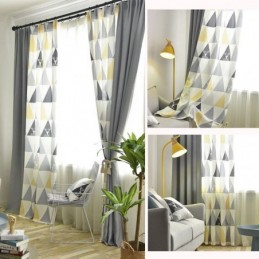 Rideau Semi-Occultant Nordique Sur Mesure, Imprimé Triangle, Pour Salon
