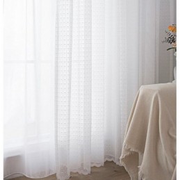 Rideau Transparent Moderne En Voile Blanc Uni Sur Mesure Pour Chambre À Coucher, Salon