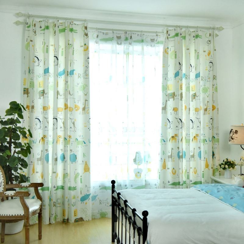 Rideau Semi-Occultant Moderne Sur Mesure, Imprimé Animaux, Pour Chambre D'Enfant