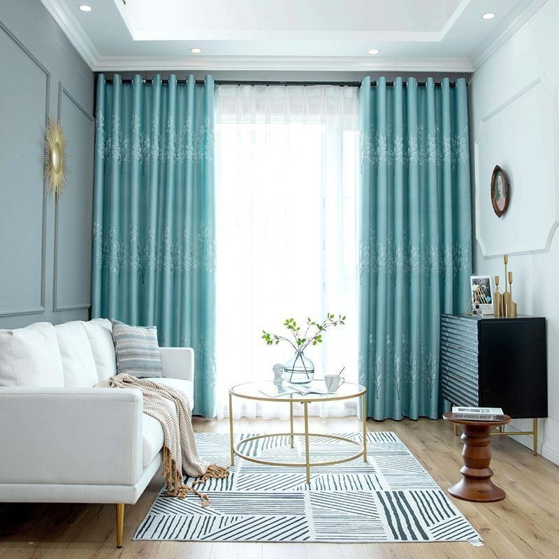 Rideaux À Motifs D'Arbres De Style Nordique En Satin Jacquard Pour Salon Et Chambre À Coucher