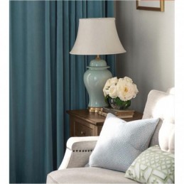 Rideau Occultant Minimaliste En Flanelle Bleue, Sur Mesure, Tissu De Couleur Unie, Pour Salon Et Chambre À Coucher