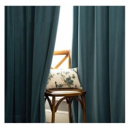 Rideau Occultant Minimaliste En Flanelle Bleue, Sur Mesure, Tissu De Couleur Unie, Pour Salon Et Chambre À Coucher