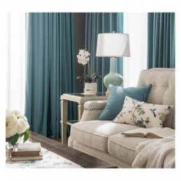 Rideau Occultant Minimaliste En Flanelle Bleue, Sur Mesure, Tissu De Couleur Unie, Pour Salon Et Chambre À Coucher