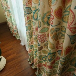 Rideau Rétro Américain Sur Mesure, Imprimé Floral Abstrait, Tissu Semi-Occultant Pour Chambre À Coucher Et Salon