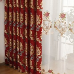 Rideau De Salon De Luxe Léger De Style Européen Brodé En Chenille, Rideau Sur Mesure