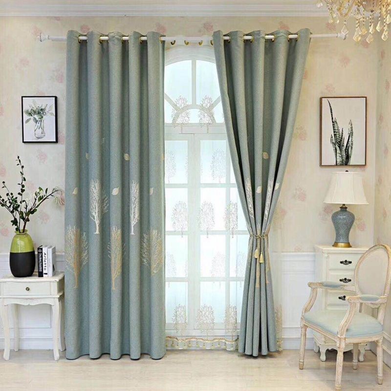 Rideaux De Chambre Élégants En Coton Occultant Jacquard À Motif D'Arbre