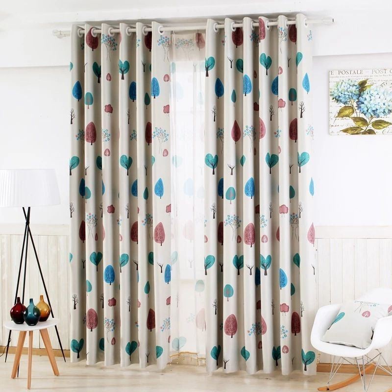 Rideau De Chambre D'Enfant Mignon De Bande Dessinée Sur Mesure, Rideau Imprimé Petit Arbre, Maternelle