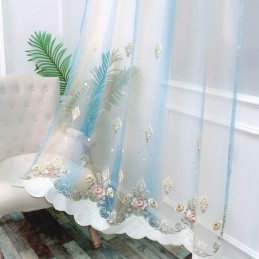 Rideau Transparent Brodé Floral, Rideau Sur Mesure, Élégant Drapé En Tulle Pour Salon